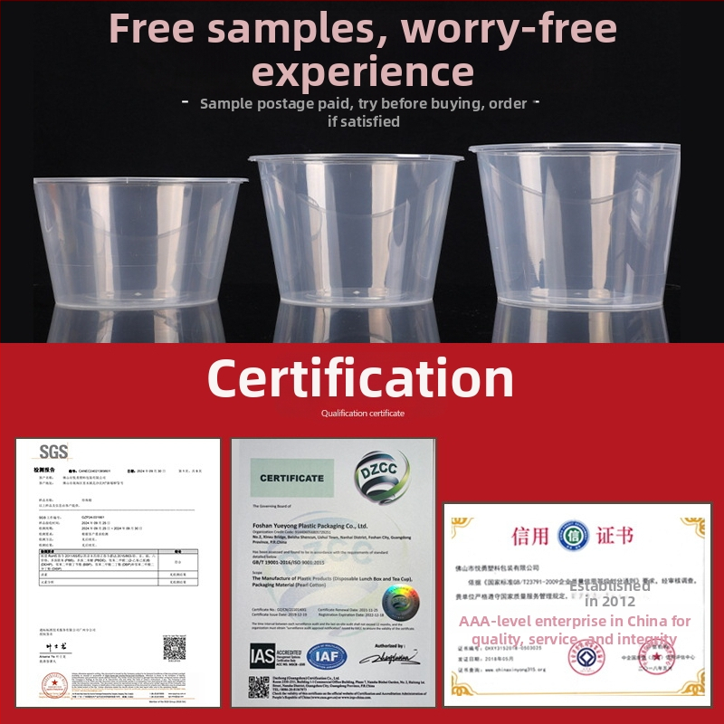 Jednokratna prozirna okrugla plastična zdjela za dostavu, ojačana, rok trajanja 1 godina