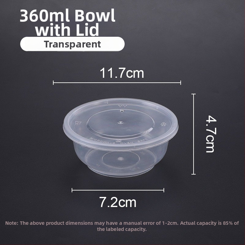 Jednokratna prozirna okrugla plastična zdjela za dostavu, ojačana, rok trajanja 1 godina