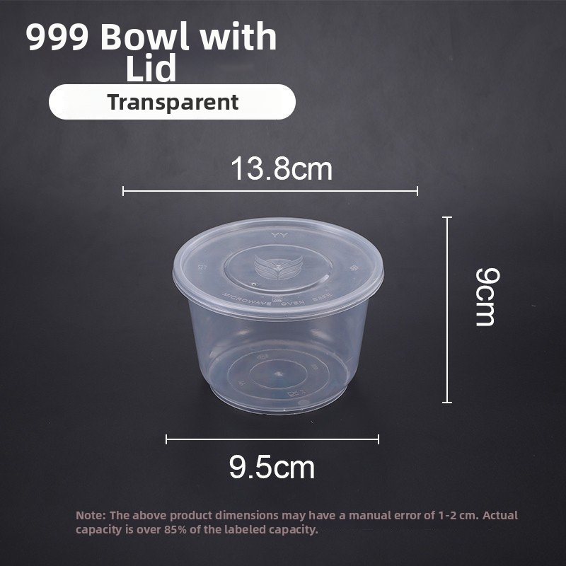 Jednokratna prozirna okrugla plastična zdjela za dostavu, ojačana, rok trajanja 1 godina