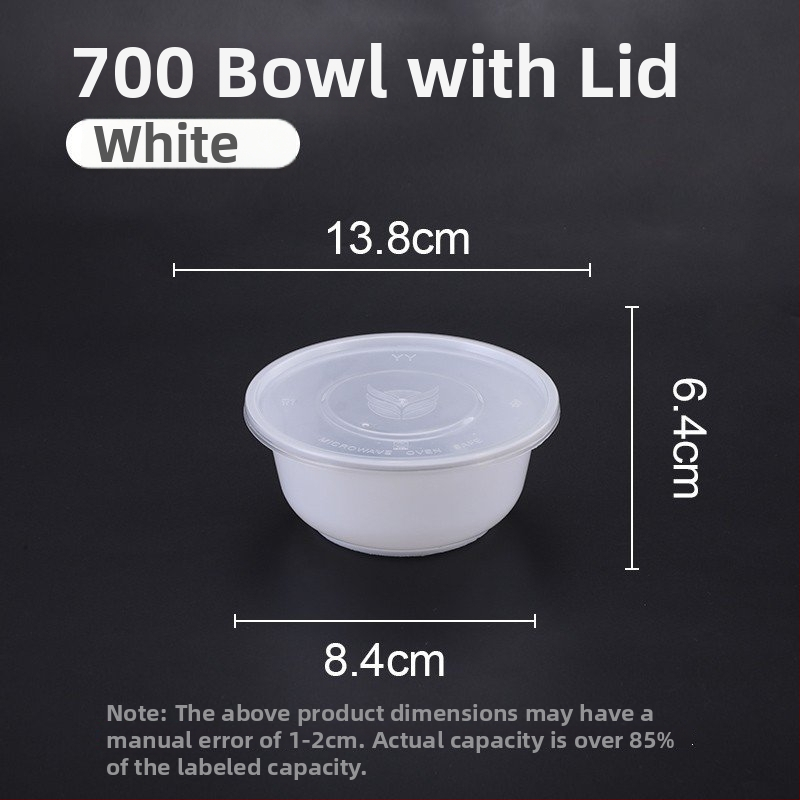 Jednokratna prozirna okrugla plastična zdjela za dostavu, ojačana, rok trajanja 1 godina