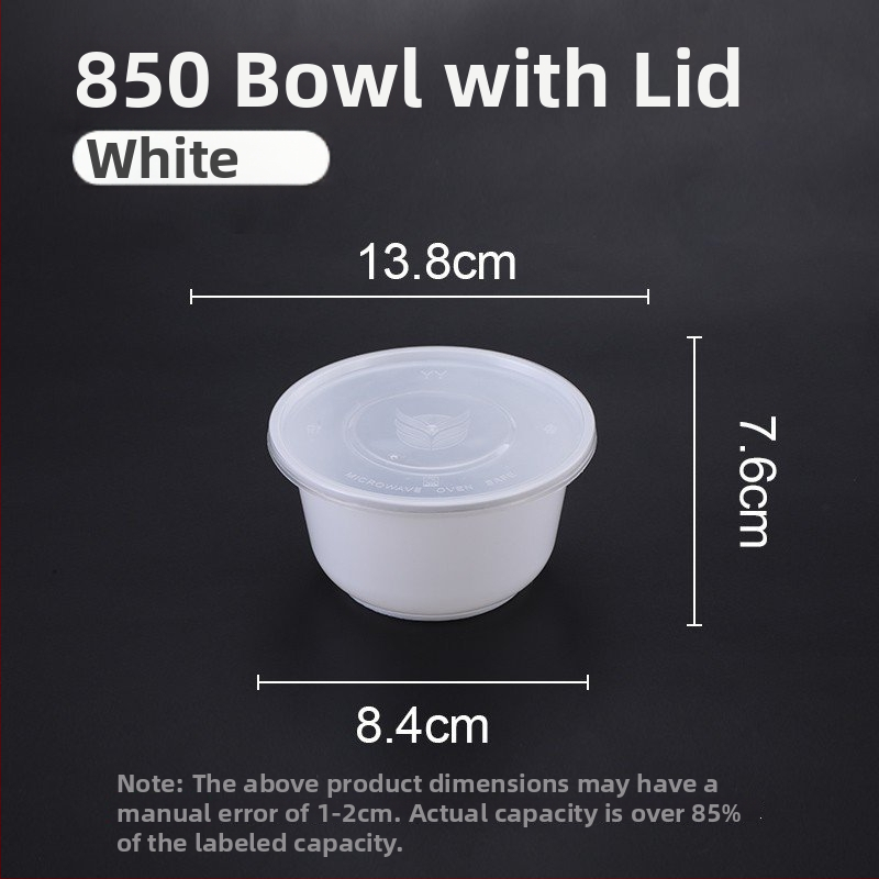 Jednokratna prozirna okrugla plastična zdjela za dostavu, ojačana, rok trajanja 1 godina