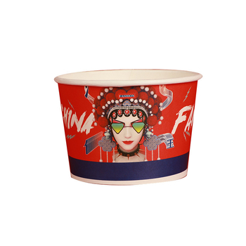 Χάρτινο μπολ μίας χρήσης με καπάκι, ενισχυμένος στρογγυλός σχεδιασμός, εκτυπωμένο λογότυπο, προσαρμόσιμη επεξεργασία