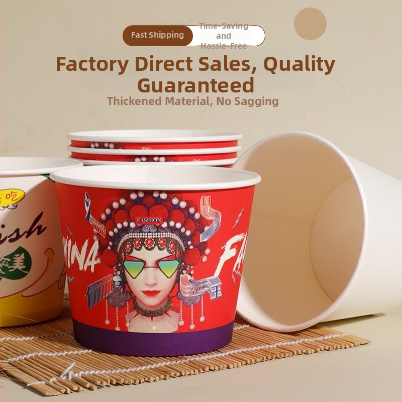 Jednorázová papierová misa s vekom, zosilnený okrúhly tvar, tlačené logo, prispôsobiteľné spracovanie