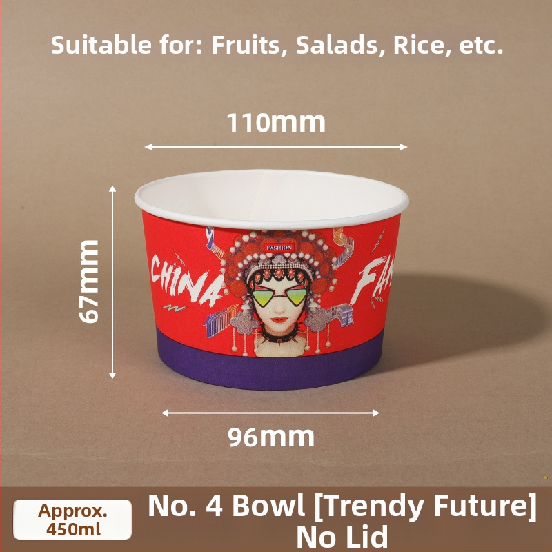 Jednorázová papierová misa s vekom, zosilnený okrúhly tvar, tlačené logo, prispôsobiteľné spracovanie