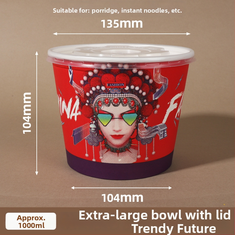 Jednorázová papierová misa s vekom, zosilnený okrúhly tvar, tlačené logo, prispôsobiteľné spracovanie