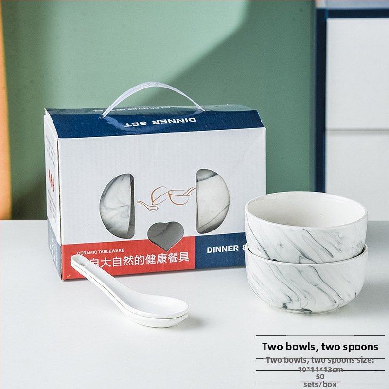 Porcelán étkészlet ajándékba – tálak, tányérok és kanalak, logóval nyomtatva, testreszabható, mikrohullámú sütőben használható, kerek formájú