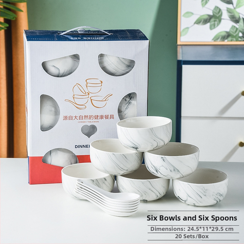 Porcelán étkészlet ajándékba – tálak, tányérok és kanalak, logóval nyomtatva, testreszabható, mikrohullámú sütőben használható, kerek formájú