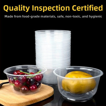 Μίας χρήσης πλαστικό μπολ με καπάκι για συσκευασία takeout – στρογγυλό, διαφανές, χωρητικότητα 360-1000 ml, πάχος 0.1-0.3 mm