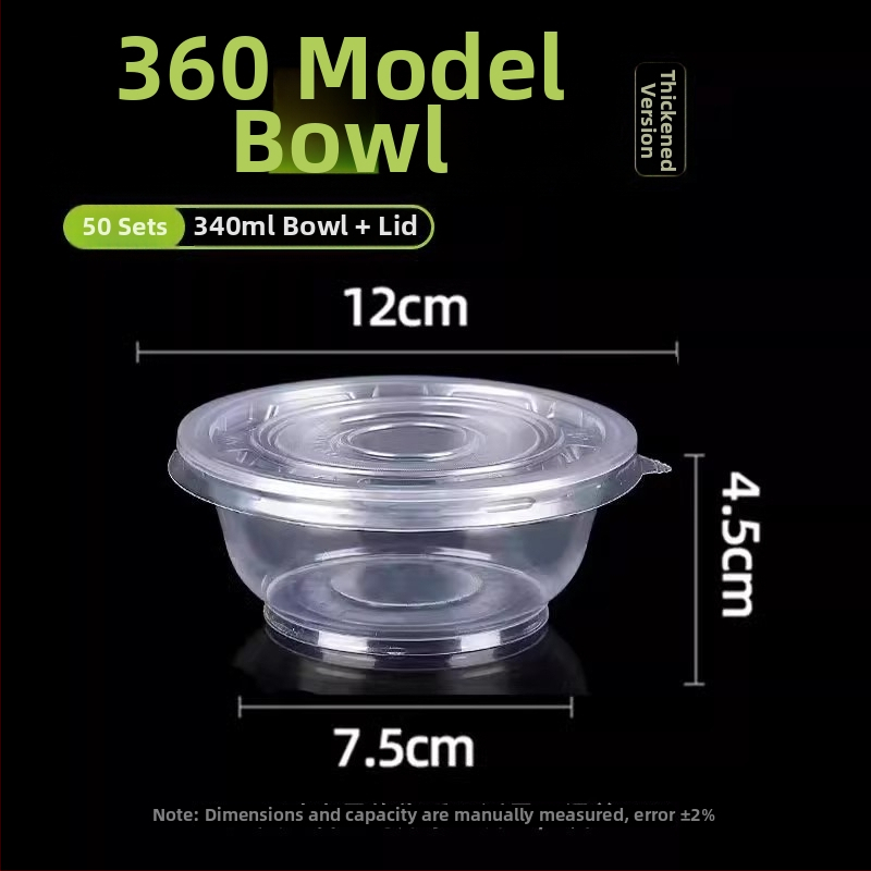 Μίας χρήσης πλαστικό μπολ με καπάκι για συσκευασία takeout – στρογγυλό, διαφανές, χωρητικότητα 360-1000 ml, πάχος 0.1-0.3 mm