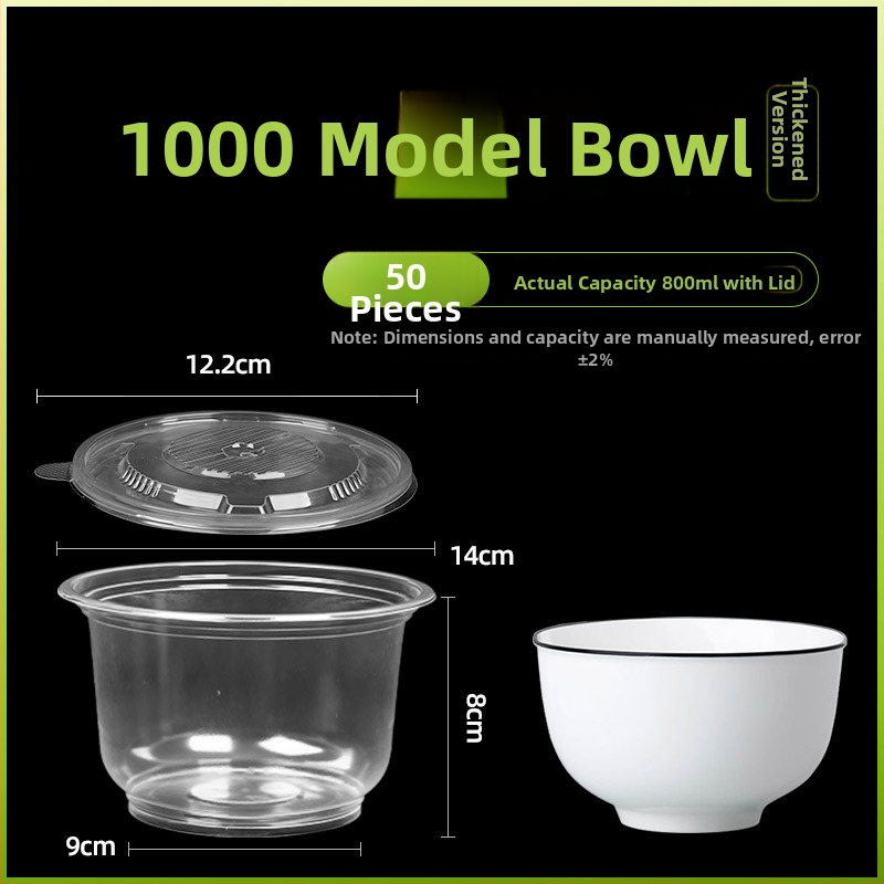Μίας χρήσης πλαστικό μπολ με καπάκι για συσκευασία takeout – στρογγυλό, διαφανές, χωρητικότητα 360-1000 ml, πάχος 0.1-0.3 mm