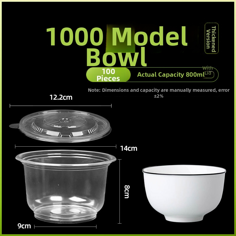 Μίας χρήσης πλαστικό μπολ με καπάκι για συσκευασία takeout – στρογγυλό, διαφανές, χωρητικότητα 360-1000 ml, πάχος 0.1-0.3 mm