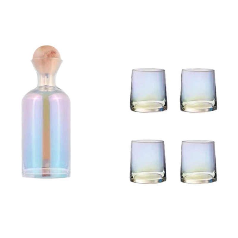 Set staklenih čaša i karafice za sok za kućnu upotrebu, svijetlo luksuzan stil, staklo otporno na visoke temperature, velika kapaciteta