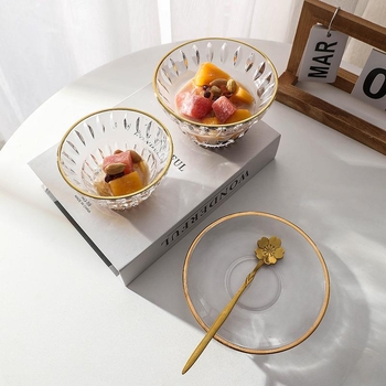 Set de boluri de desert din sticlă termorezistentă, rotunde, stil simplu, calitate de primă clasă