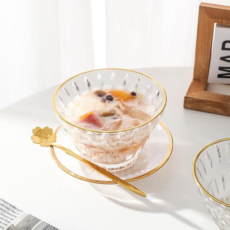 Set de boluri de desert din sticlă termorezistentă, rotunde, stil simplu, calitate de primă clasă