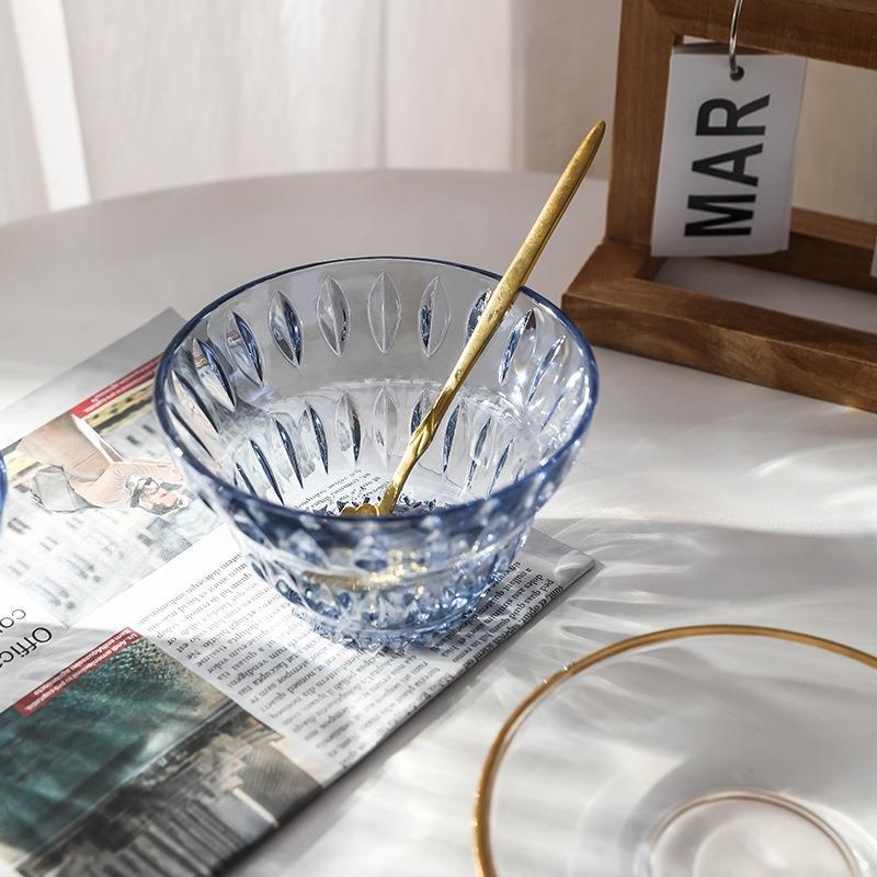 Set de boluri de desert din sticlă termorezistentă, rotunde, stil simplu, calitate de primă clasă