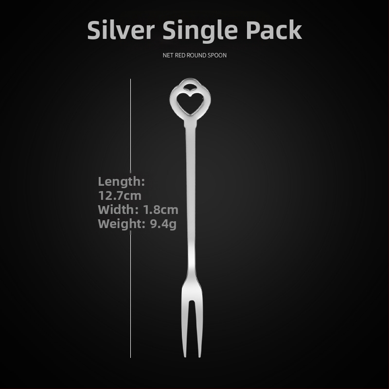 Ovocná vidlička s dvoma zubami, nerezová oceľ, moderný minimalistický štýl, kvetinový vzor, zrkadlový lesk