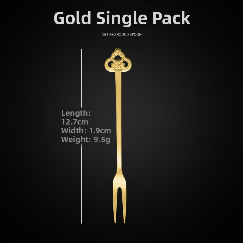 Ovocná vidlička s dvoma zubami, nerezová oceľ, moderný minimalistický štýl, kvetinový vzor, zrkadlový lesk