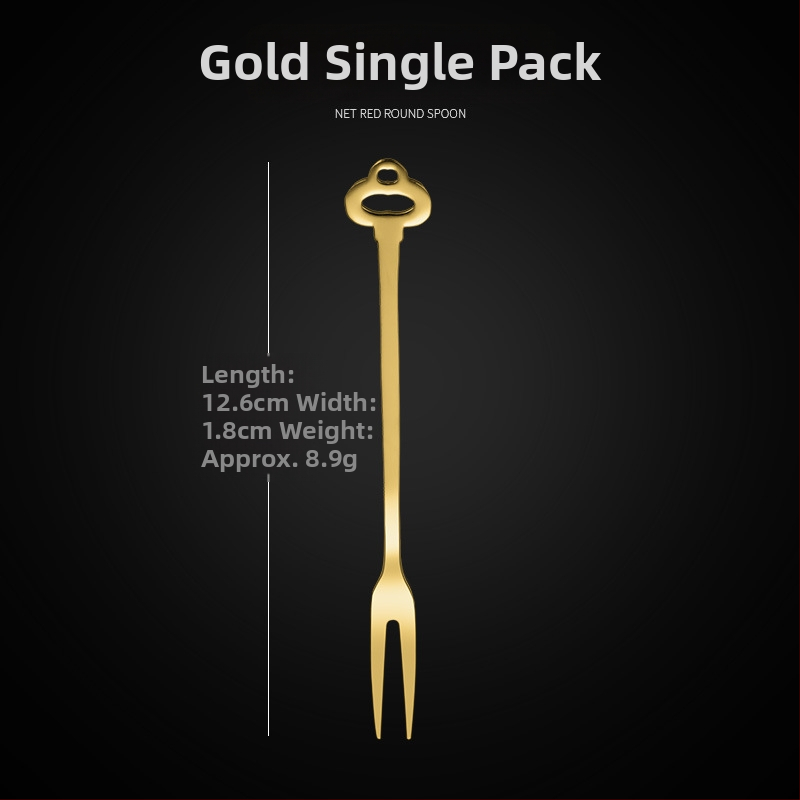 Ovocná vidlička s dvoma zubami, nerezová oceľ, moderný minimalistický štýl, kvetinový vzor, zrkadlový lesk