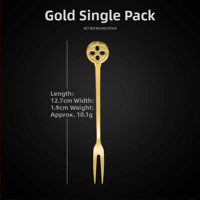 Ovocná vidlička s dvoma zubami, nerezová oceľ, moderný minimalistický štýl, kvetinový vzor, zrkadlový lesk