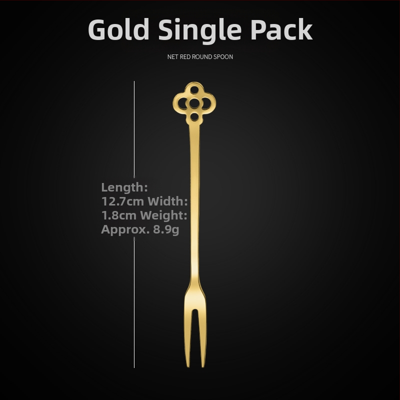 Ovocná vidlička s dvoma zubami, nerezová oceľ, moderný minimalistický štýl, kvetinový vzor, zrkadlový lesk