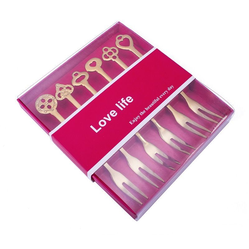 Furculiță de fructe cu două dinți, din oțel inoxidabil, stil modern minimalist, model cu flori, finisaj oglindă