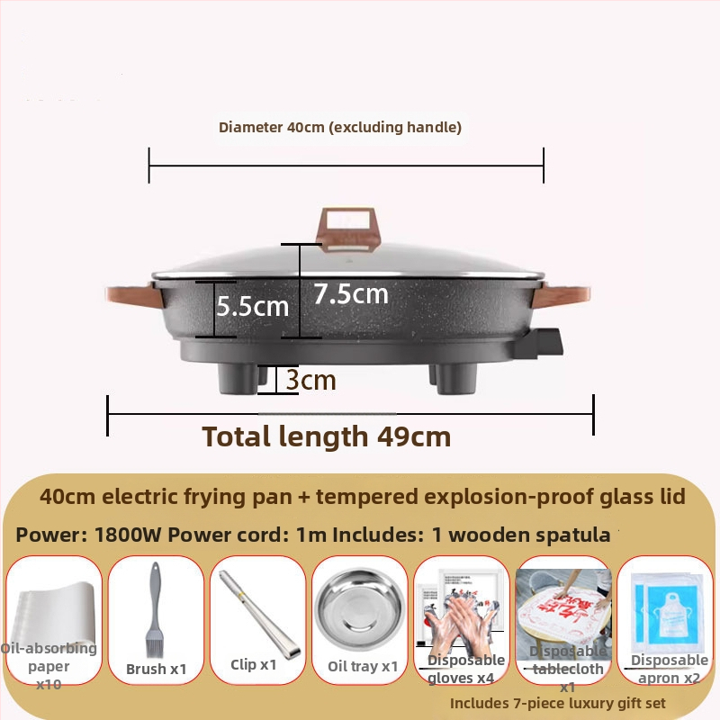 Električni tiganj za palačinke, višenamjenski, 1000W, jednostrana grijanje, mehaničko upravljanje