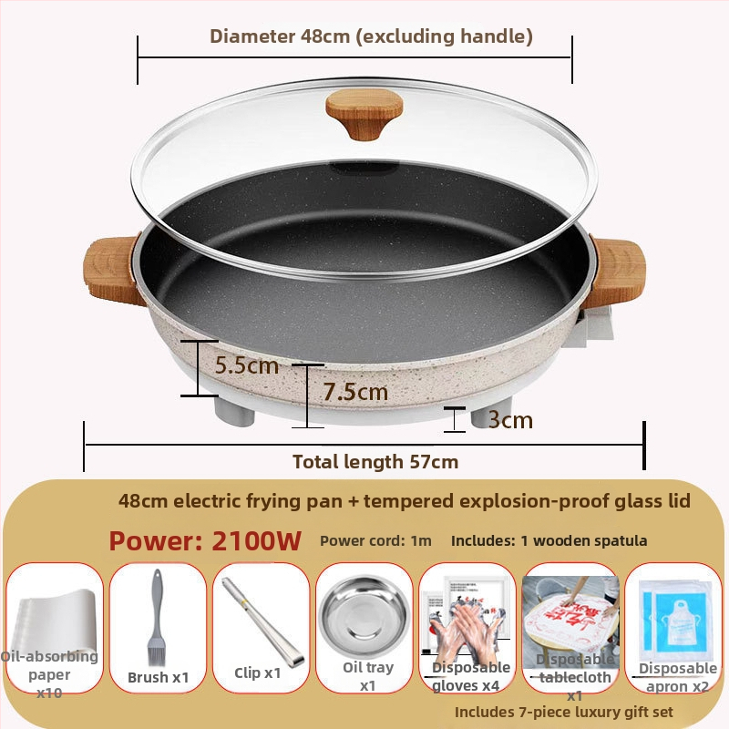 Električni tiganj za palačinke, višenamjenski, 1000W, jednostrana grijanje, mehaničko upravljanje