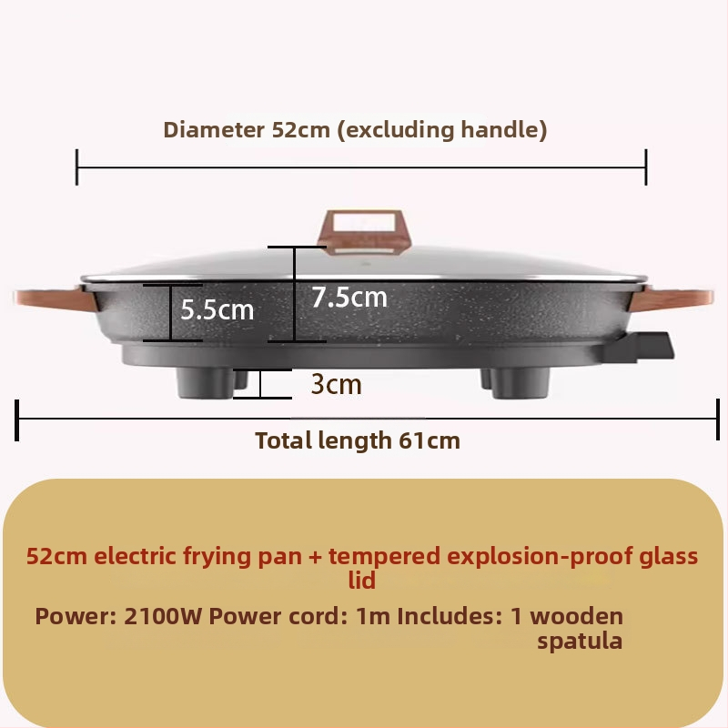 Električni tiganj za palačinke, višenamjenski, 1000W, jednostrana grijanje, mehaničko upravljanje