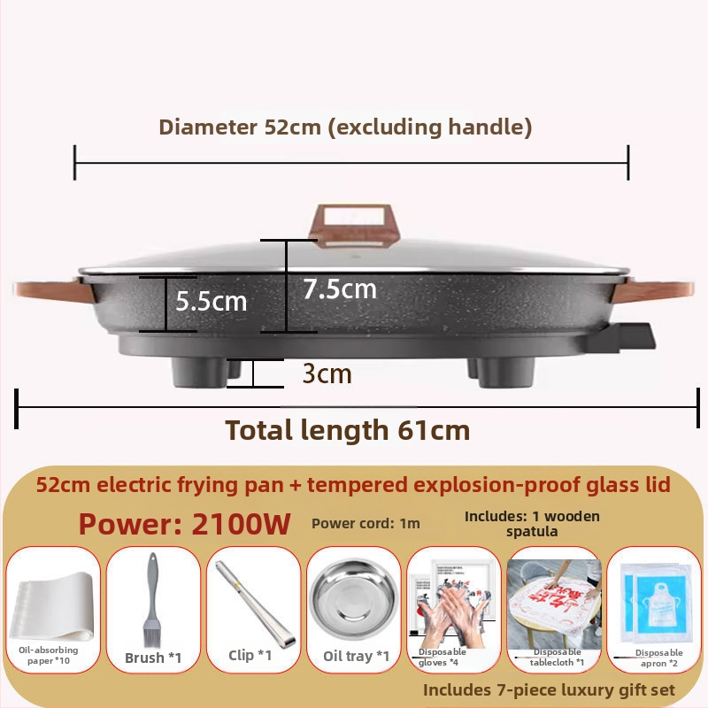Električni tiganj za palačinke, višenamjenski, 1000W, jednostrana grijanje, mehaničko upravljanje