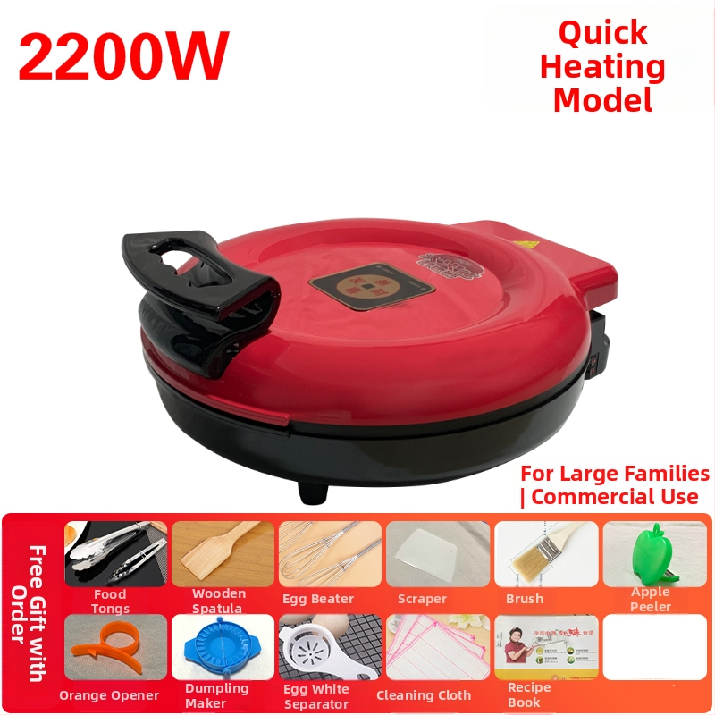 Električni tiganj za palačinke Wdn-a s dvostrukim grijanjem, za prženje i pečenje, 220V, 2200W