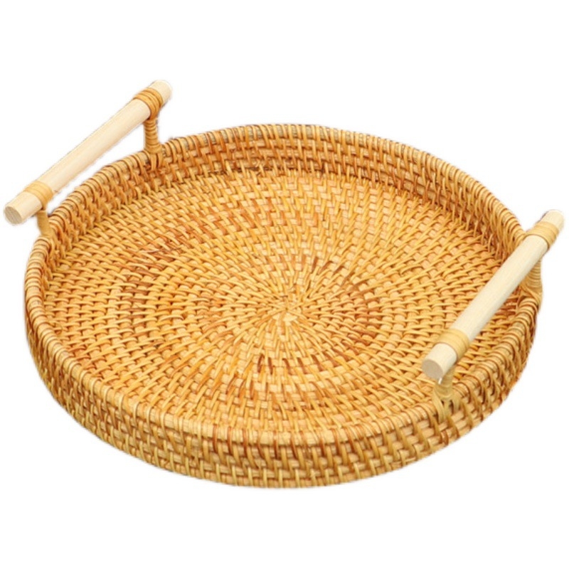 Ručni pleteni koš za voće i kruh od ratana, skandinavski jednostavni stil, pladanj od bambusa