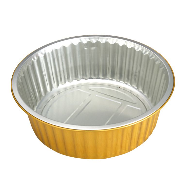 Cutie de prânz din folie de aluminiu, circulară, de unică folosință, cu capac, capacitate mare, rezistență la temperaturi înalte.