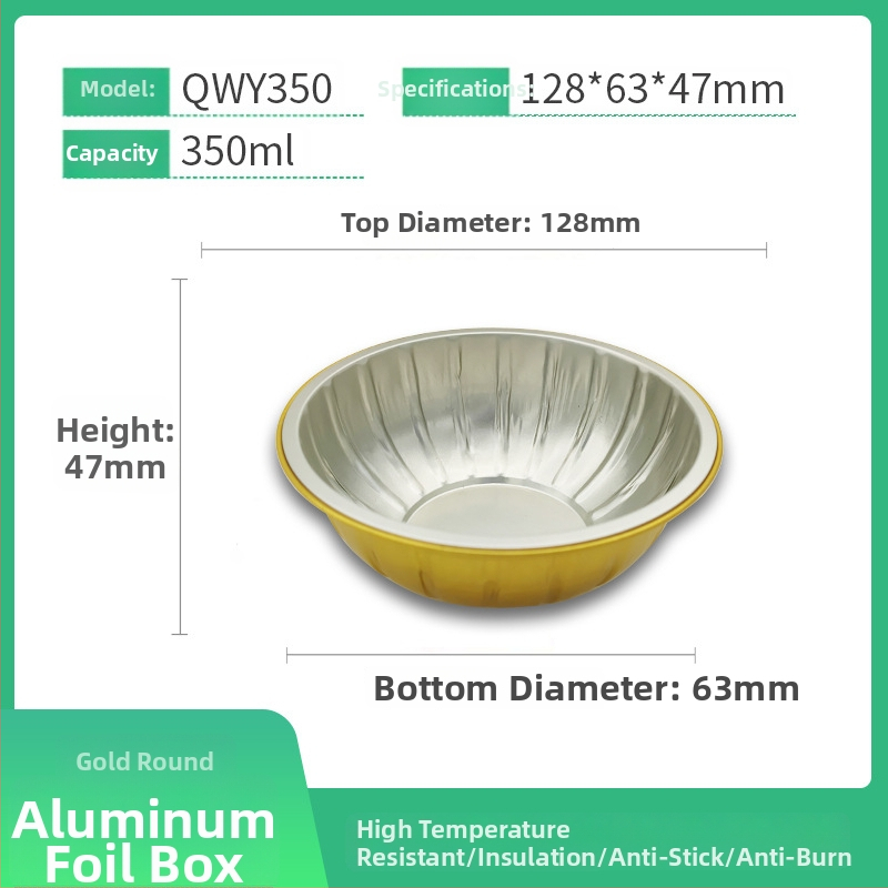 Jednokratna kutija za hranu od aluminijske folije, okrugla, s poklopcem, velikog kapaciteta, otporna na visoke temperature, za komercijalnu upotrebu