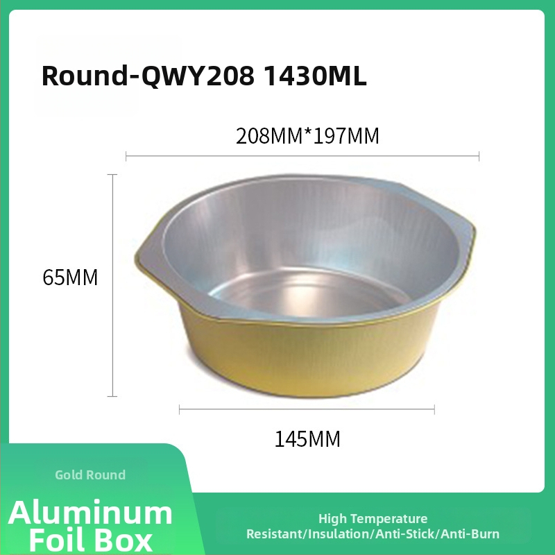 Jednokratna kutija za hranu od aluminijske folije, okrugla, s poklopcem, velikog kapaciteta, otporna na visoke temperature, za komercijalnu upotrebu