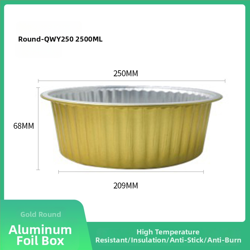 Jednokratna kutija za hranu od aluminijske folije, okrugla, s poklopcem, velikog kapaciteta, otporna na visoke temperature, za komercijalnu upotrebu