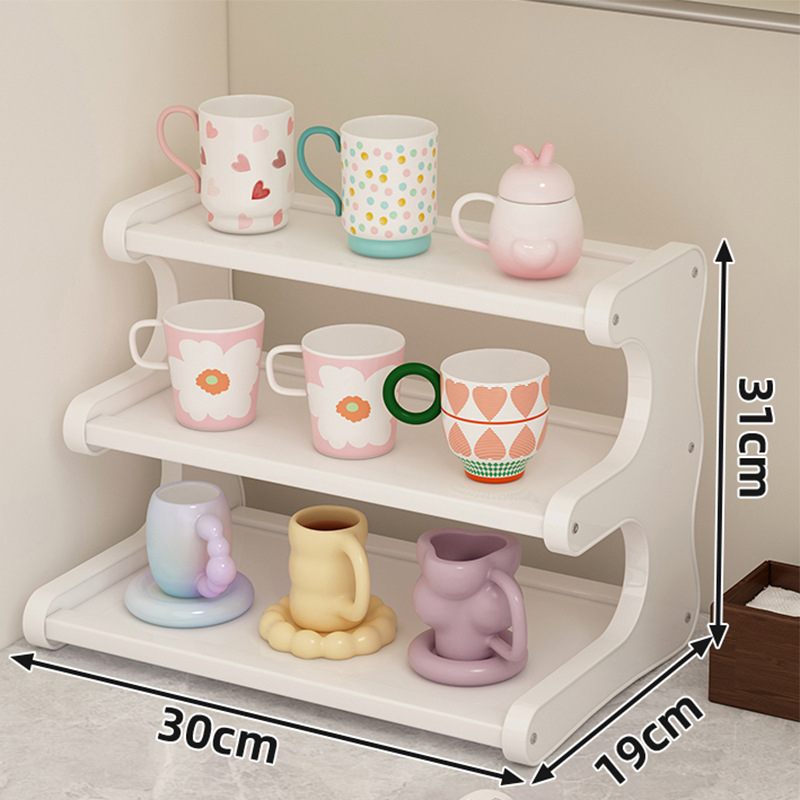 3-stupanjski stolni organizator za šalice i čajne setove, pomični i rastavljivi, otporni na vlagu, materijal Nanzhu