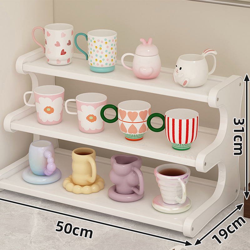 3-stupanjski stolni organizator za šalice i čajne setove, pomični i rastavljivi, otporni na vlagu, materijal Nanzhu