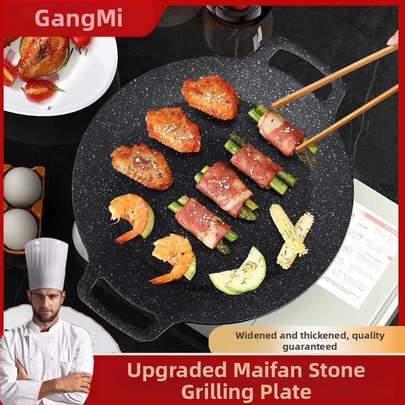 Maifan kamen grill ploča – okrugla, non-stick, kompatibilna s indukcijom, višenamjenska, lako se čisti