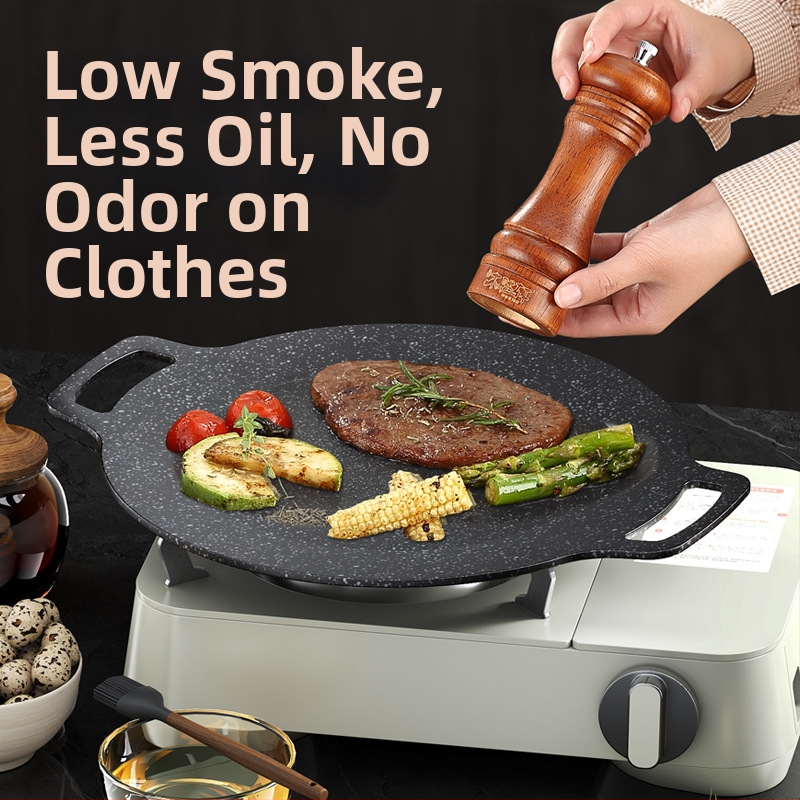 Maifan kamen grill ploča – okrugla, non-stick, kompatibilna s indukcijom, višenamjenska, lako se čisti