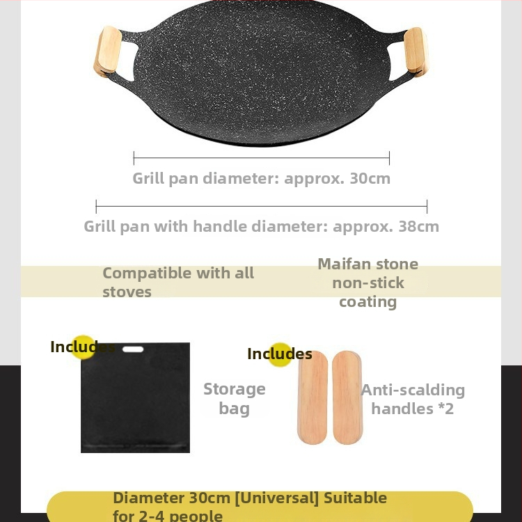 Maifanit kamena vanjska grill ploča – okrugla za Teppanyaki i indukcijske uređaje, Jiawei