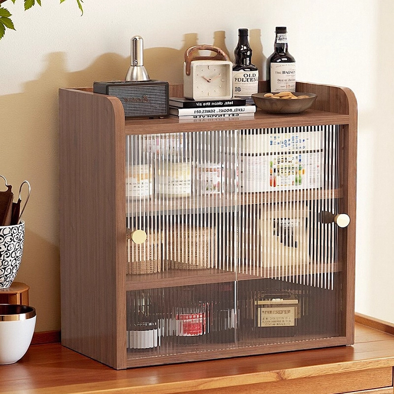 Raft de depozitare pentru cești din lemn, 3 etaje, pentru birou — protecție la praf, stil simplu și modern