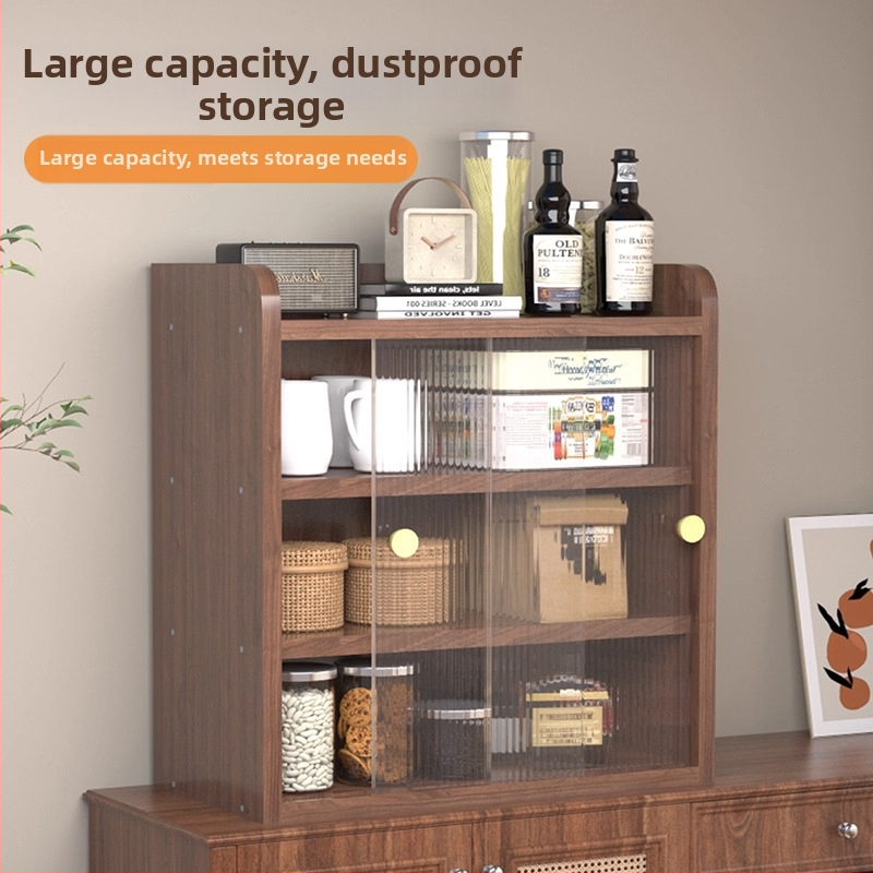 Raft de depozitare pentru cești din lemn, 3 etaje, pentru birou — protecție la praf, stil simplu și modern