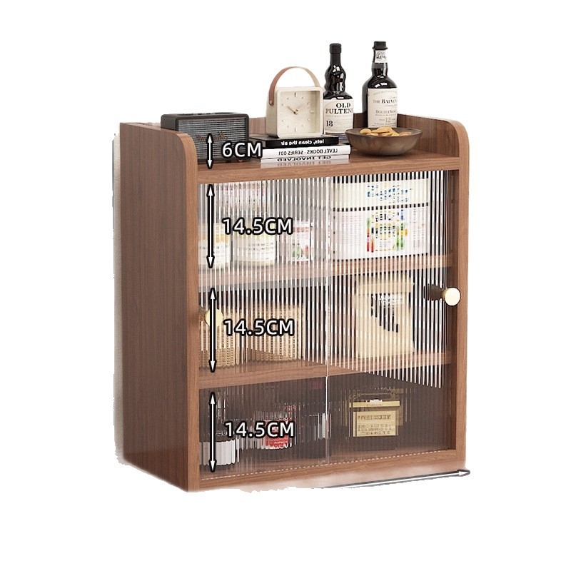 Raft de depozitare pentru cești din lemn, 3 etaje, pentru birou — protecție la praf, stil simplu și modern