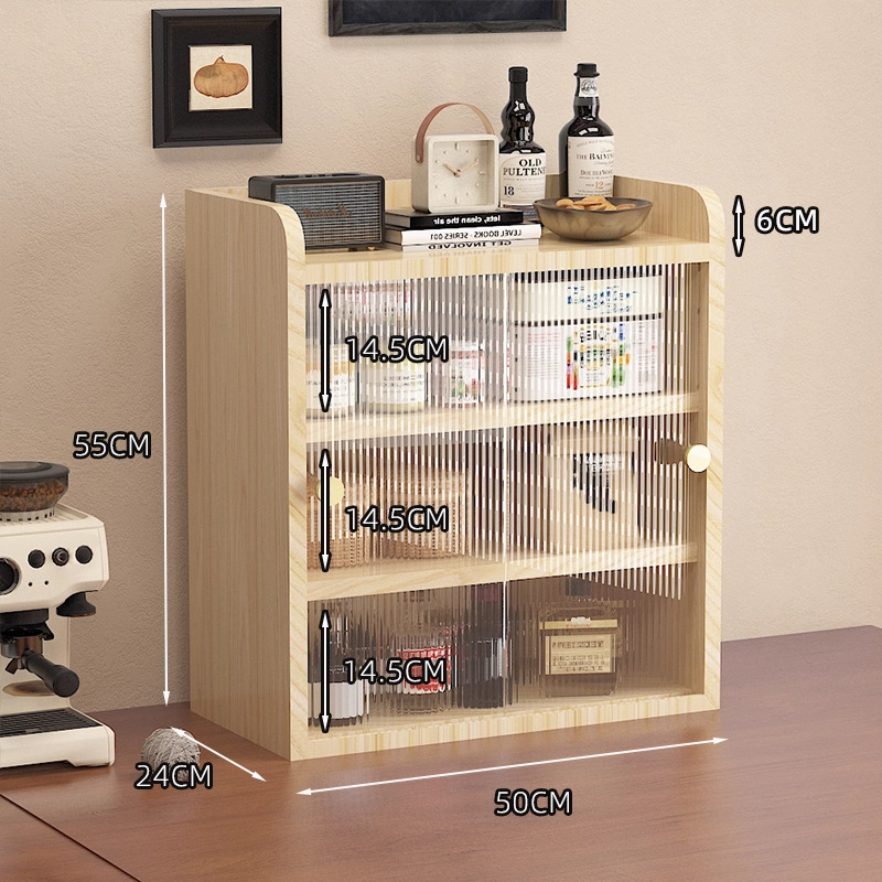 Raft de depozitare pentru cești din lemn, 3 etaje, pentru birou — protecție la praf, stil simplu și modern