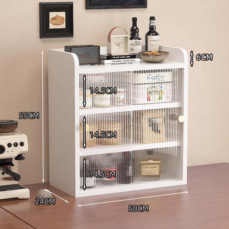 Raft de depozitare pentru cești din lemn, 3 etaje, pentru birou — protecție la praf, stil simplu și modern