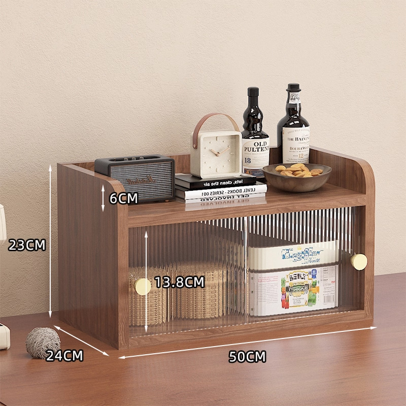 Raft de depozitare pentru cești din lemn, 3 etaje, pentru birou — protecție la praf, stil simplu și modern