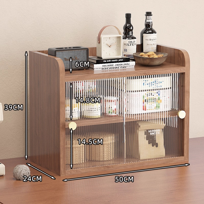 Raft de depozitare pentru cești din lemn, 3 etaje, pentru birou — protecție la praf, stil simplu și modern