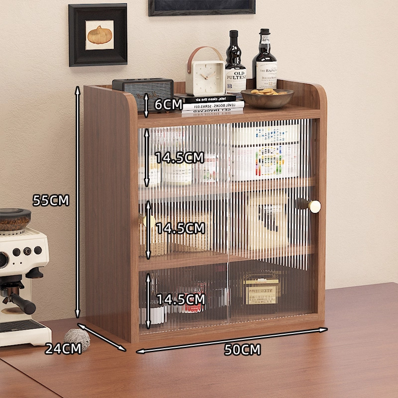 Raft de depozitare pentru cești din lemn, 3 etaje, pentru birou — protecție la praf, stil simplu și modern