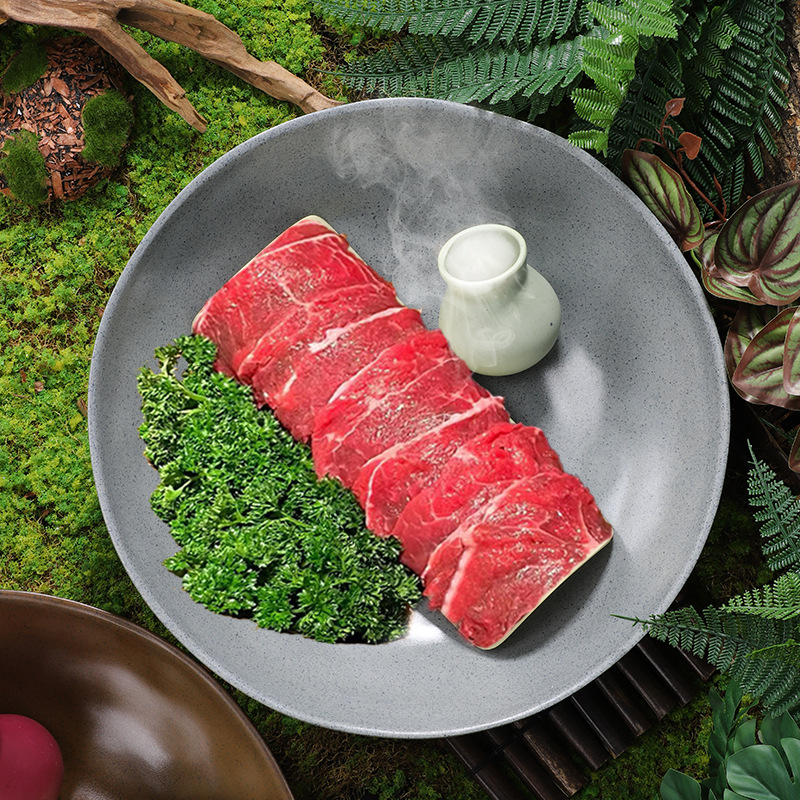 Ploški tanjur, okrugli tanjur od melamina, za govedinu, s prilagodljivim logotipom, nije pogodna za mikrovalnu