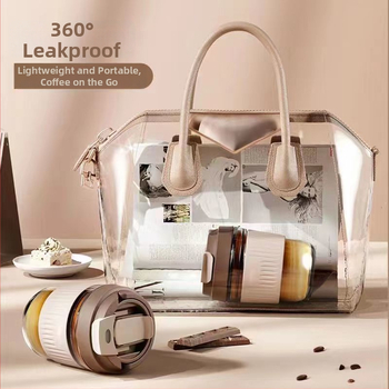 Staklena čaša za vodu s slamkom, prijenosna cilindrična jednostruka čaša, s užetom za nošenje, nepropusna